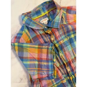 Boys Cat and Jack Youth Button Down Plaid Short Sleeves Shirt Large (10-12) NWT